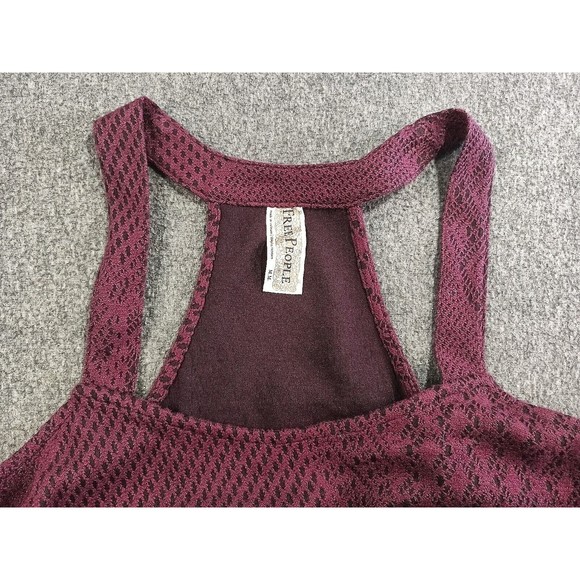 Free People Womens Bodycon Dress Medium Burgundy Crochet Lace Lined Stretch - Picture 7 of 9